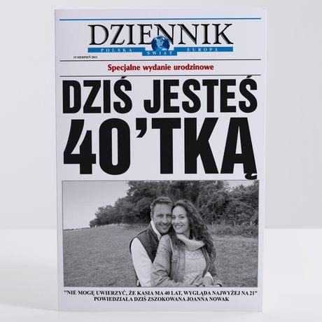 Kartka na 40 urodziny DZIENNIK  ze zdjciem