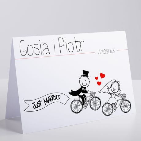 Kartka lubna personalizowana JUST MARRIED kartka na lub kartka na wesele upominek na lub