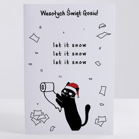Kartka świąteczna z kotem LET IT SNOW