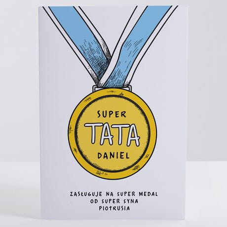 Kartka dla taty TATA NA MEDAL prezent dla taty