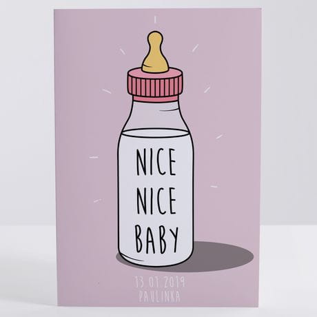 Kartka z okazji narodzin córki NICE NICE BABY