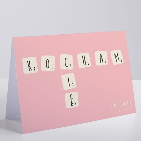 Kartka na walentynki SCRABBLE personalizowana