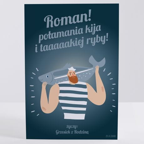 Kartka urodzinowa dla wdkarza TAKA RYBA kartka dla wdkarza prezent dla wdkarza prezent wdkarski