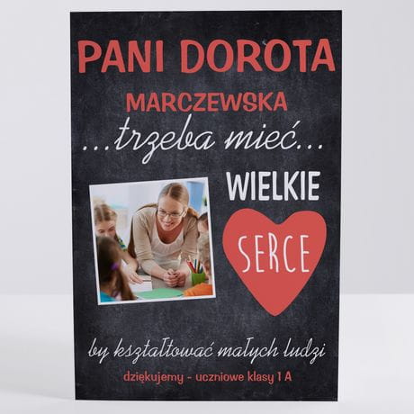 Kartka z podzikowaniem dla nauczyciela WIELKIE SERCE