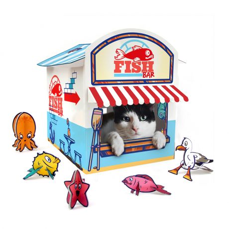 Zabawka dla kota z kartonu FISH BAR