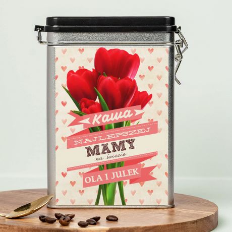 Kawa personalizowana TULIPANY prezent dla mamy na imieniny