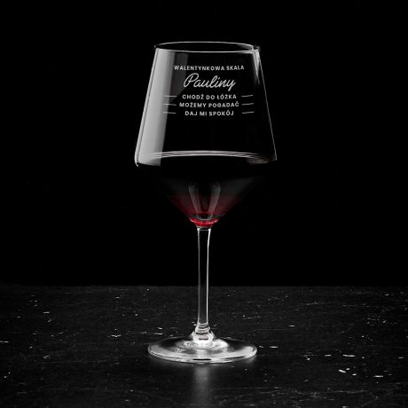 Grawerowany kieliszek do wina SKALA walentynkowa kieliszek do wina na prezent prezent walentynkowy dla niej