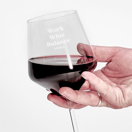 Kieliszek z grawerem WORK WINE BALANCE prezent dla przyjaciki
