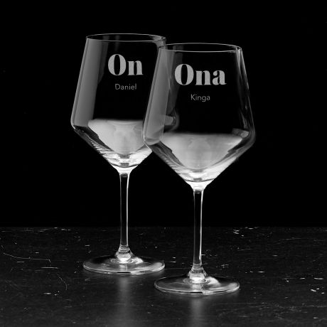 Kieliszki do wina ONA I ON prezent dla pary