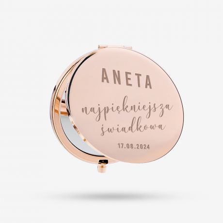 Kieszonkowe lusterko PREZENT DLA WIADKOWEJ rose gold