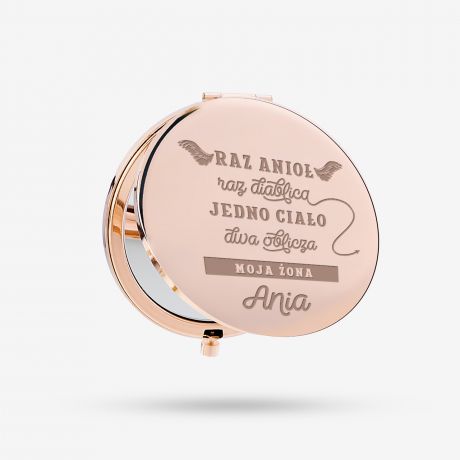 Kieszonkowe lusterko rose gold ZABAWNY UPOMINEK DLA ONY