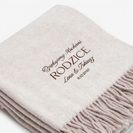 Koc z haftem PODZIKOWANIE dla rodzicw prezent dla rodzicw na lub personalizowany koc z dedykacj