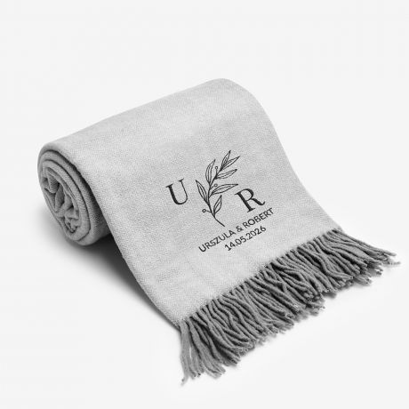 We�niany koc z haftem PREZENT Z OKAZJI ROCZNICY �LUBU