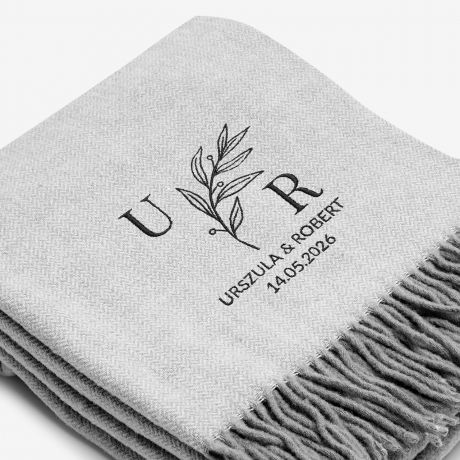 We�niany koc z haftem PREZENT Z OKAZJI ROCZNICY �LUBU