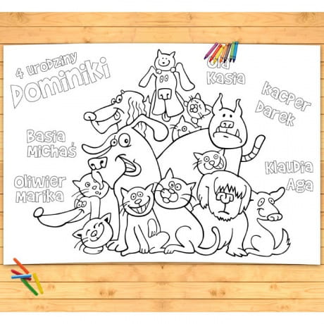 Personalizowana kolorowanka podogowa ZWIERZAKI