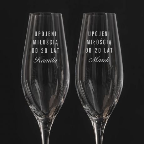 Komplet kieliszków do szampana PREZENT NA 20 ROCZNICĘ ŚLUBU DLA PRZYJACIÓŁ