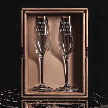 Komplet kieliszków do szampana PREZENT NA 20 ROCZNICĘ ŚLUBU DLA PRZYJACIÓŁ