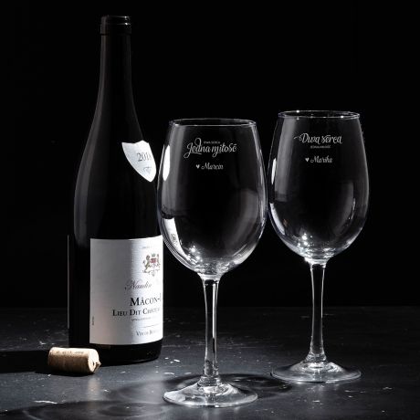 Zestaw kieliszków do wina na prezent dla pary JEDNA MIŁOŚĆ