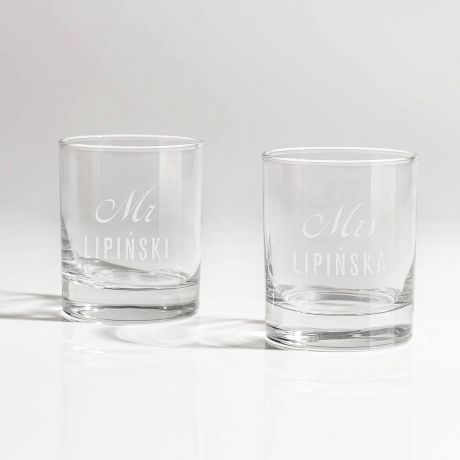 Zestaw szklanek do whisky MR & MRS prezent lubny dla pary modej