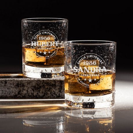 Komplet szklanek do whisky PREZENT NA 40 URODZINY DLA PARY szklanki do whisky prezent dla pary