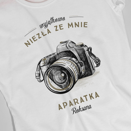 Koszulka damska z nadrukiem APARATKA prezent dla fotografki - S