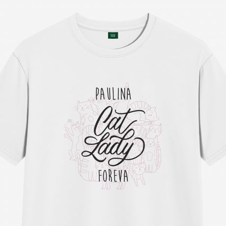 Koszulka damska z nadrukiem CAT LADY prezent dla kociary - S koszulka z kotami prezent dla mioniczki kotw