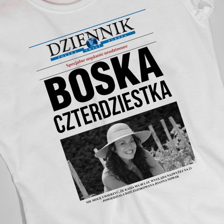 Koszulka damska z nadrukiem DZIENNIK prezent na 40 urodziny - S