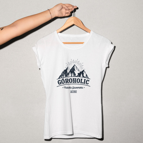 Koszulka damska z nadrukiem GÓROHOLIC prezent dla miłośniczki gór - S