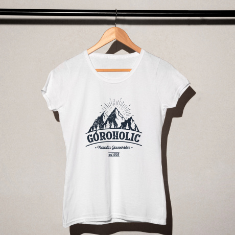 Koszulka damska z nadrukiem GÓROHOLIC prezent dla miłośniczki gór - S