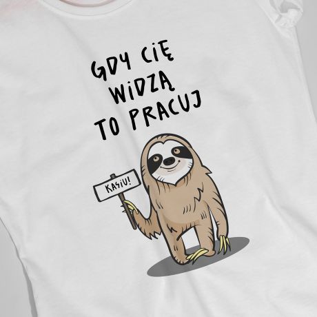 Koszulka z leniwcem damska LENIWIEC prezent dla koleżanki z pracy - L