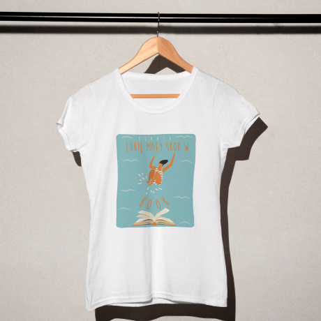 Koszulka damska z nadrukiem SKOK W BOOK prezent dla mola książkowego - L