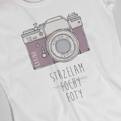 Koszulka damska z nadrukiem STRZELAM FOCHY prezent dla fotografki - S