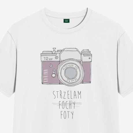 Koszulka damska z nadrukiem STRZELAM FOCHY prezent dla fotografki - L