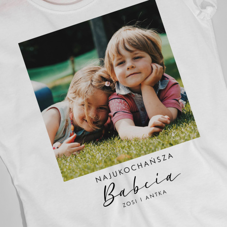 Koszulka DLA BABCI ze zdjęciem wnuków - S
