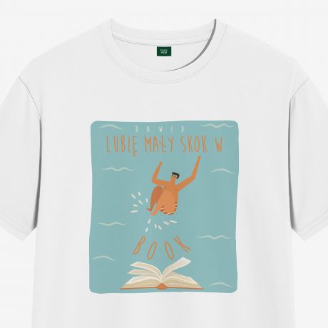 Personalizowana koszulka SKOK W BOOK prezent dla czytelnika - M koszulka z nadrukiem prezent dla mola ksi��kowego