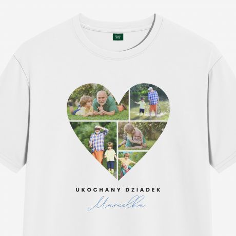 Koszulka dla dziadka ze zdj�ciami UKOCHANY DZIADEK prezent od wnuka - XXL koszulka na Dzie� Dziadka prezent dla dziadka