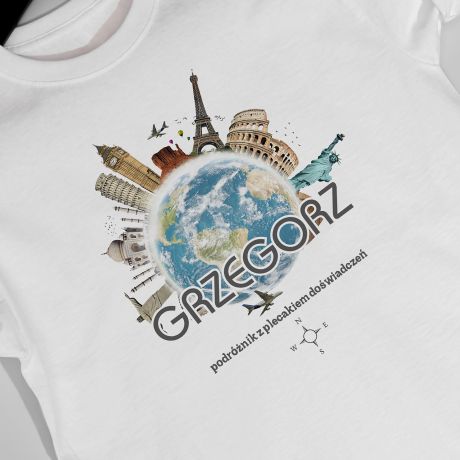 Koszulka dla podróżnika z nadrukiem PODRÓŻNIK - L
