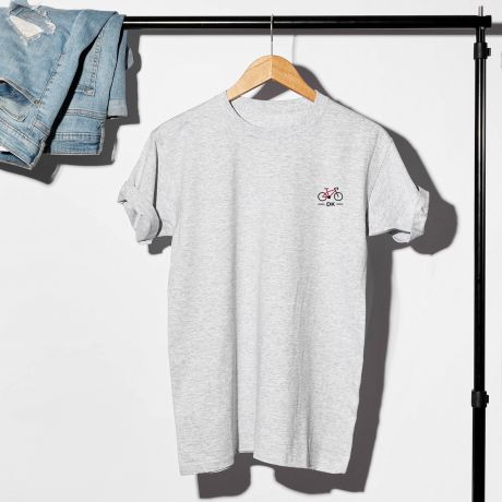 Haftowany T-SHIRT DLA ROWERZYSTY szary - XXL
