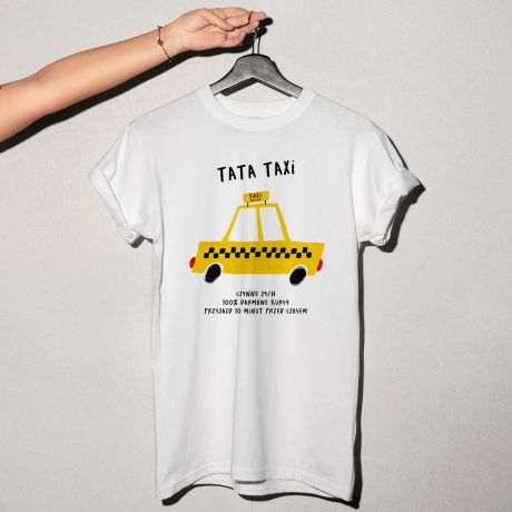 Koszulka męska z nadrukiem TATA TAXI pomysł na prezent dla taty