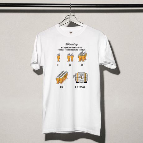 Koszulka mska z nadrukiem WITAMINY prezent dla piwosza - L