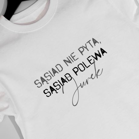 Koszulka mska z napisem PREZENT DLA SSIADA - S