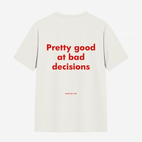 Koszulka z nadrukiem na plecach TheDayOff Pretty Good at Bad Decisions - XXL prezent dla kobiety