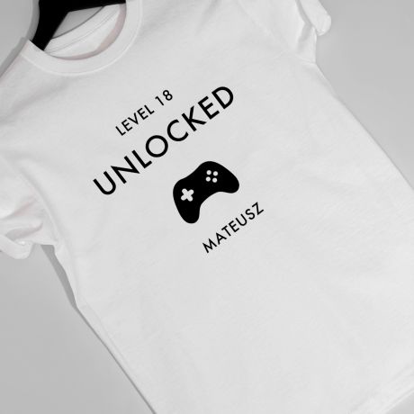 Koszulka urodzinowa LEVEL UNLOCKED prezent dla gracza komputerowego - S