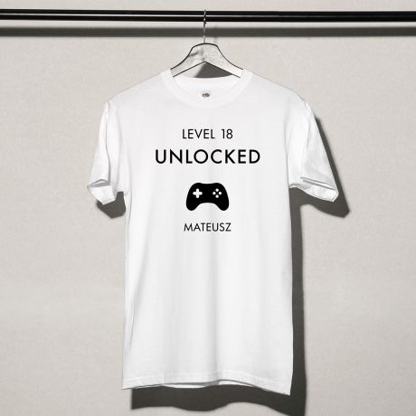 Koszulka urodzinowa LEVEL UNLOCKED prezent dla gracza komputerowego - M