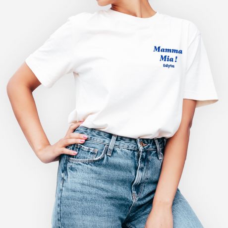 Koszulka z haftem MAMMA MIA prezent dla mamy  M koszulka dla mamy upominek dla mamy na dzie� matki