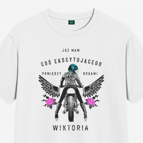 Koszulka z nadrukiem damska PREZENT DLA MOTOCYKLISTKI - XL koszulka z motocyklem prezent dla fana motoryzacji