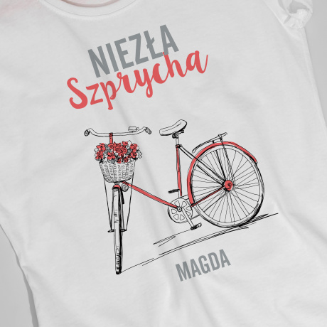 Koszulka z rowerem damska SZPRYCHA prezent dla rowerzystki - S
