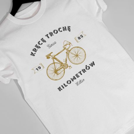 Koszulka z rowerem KRĘCE KILOMETRY prezent dla rowerzysty
