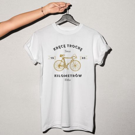 Koszulka z rowerem KRĘCE KILOMETRY prezent dla rowerzysty - S