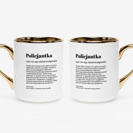 Kubek bia�o-z�oty DEFINICJA upominek dla policjantki